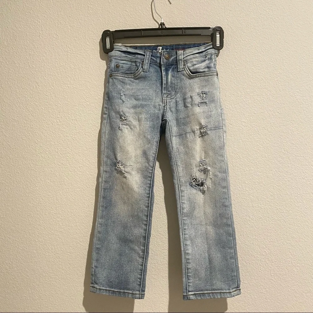 7 For All Mankind Kids 4 Ripped Lightwash Jeans - Picture 1 of 4